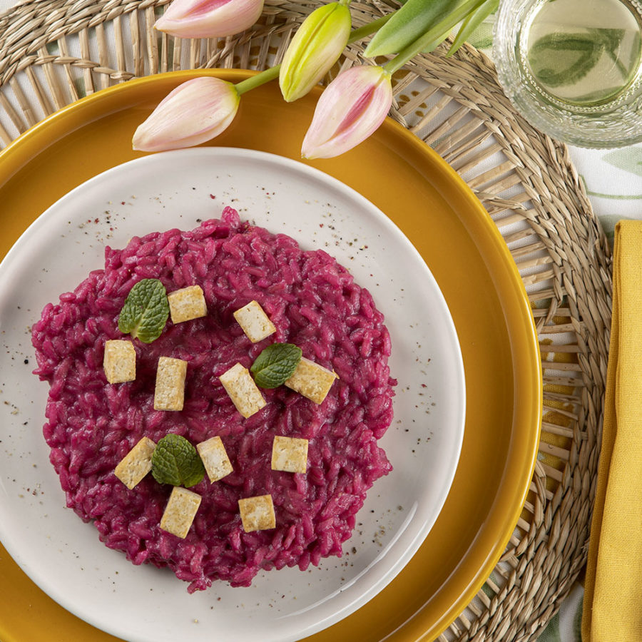 Risotto Alla Rapa Rossa E Tofu Croccante Vegamo