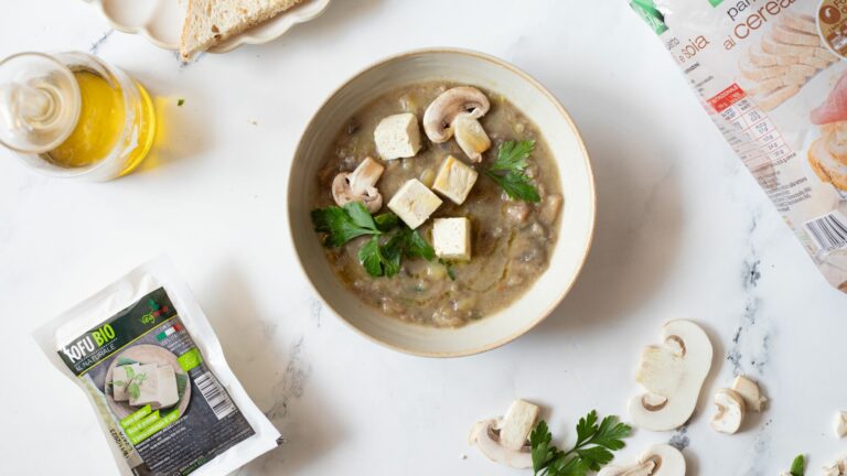 crema ai funghi con tofu scottato Vegamo