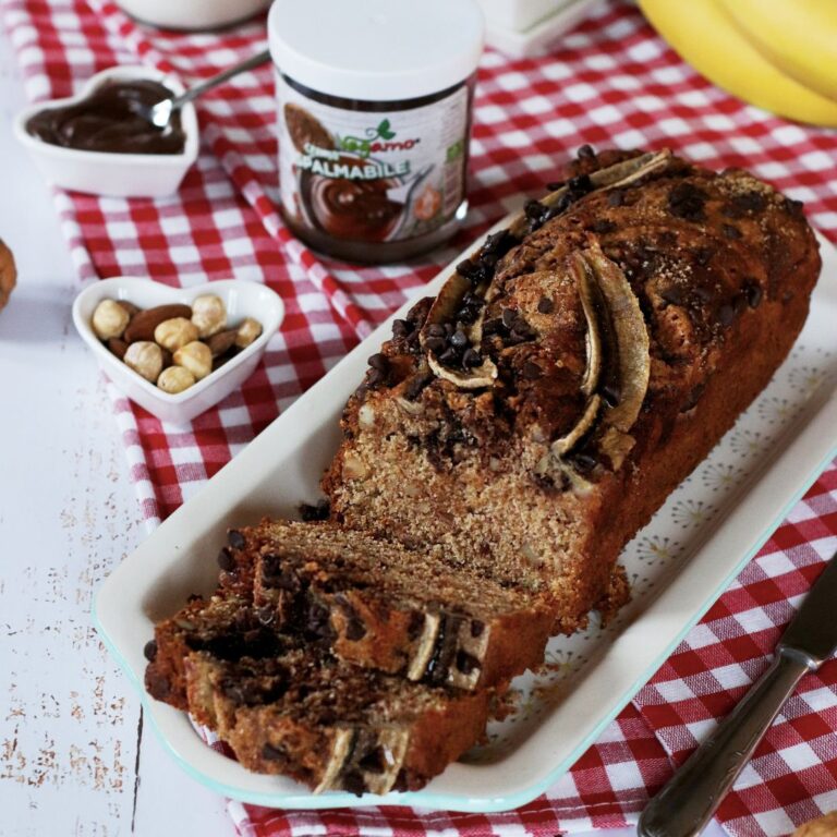 Banana bread vegamo, spalmabile alla nocciola Vegamo, ricetta 100% vegana, ricetta vegana, dolce, dolci vegani, banana bread