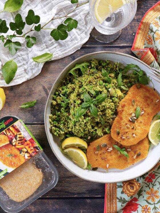 Cous cous verde con cotoletta vegamo, Vegamo, cotoletta di soia