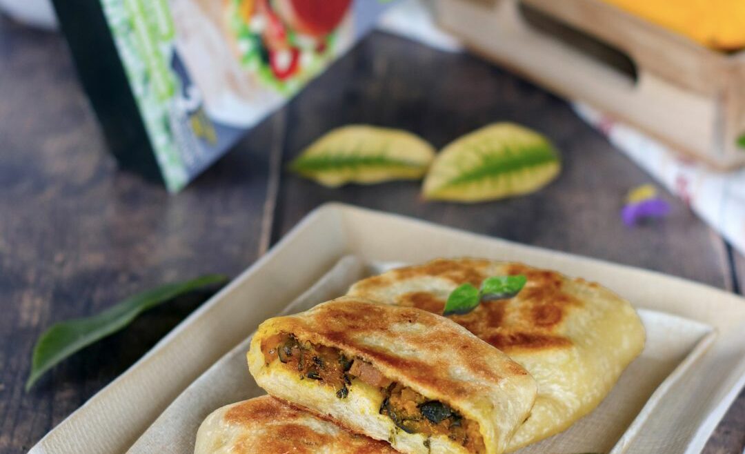 fagottini vegan con seitan, zucca e rucola, ricetta vegana